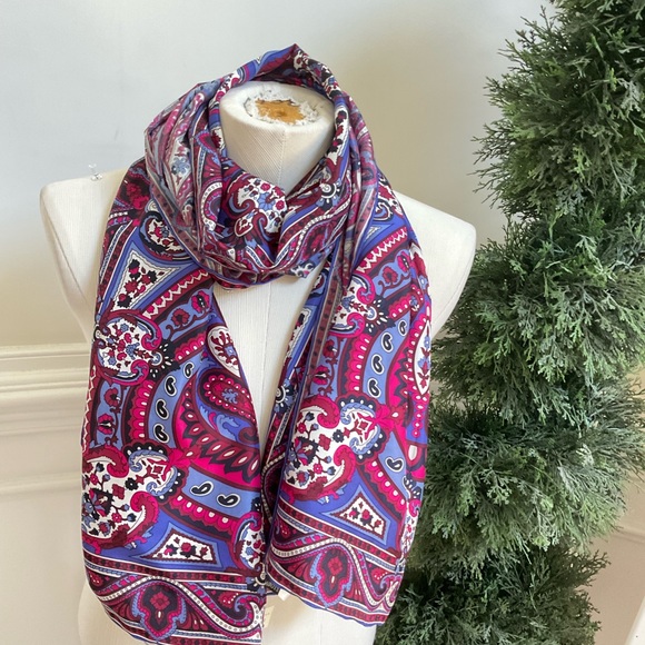 Talbots Paisley Purple Silk Scarf - Picture 1 of 6